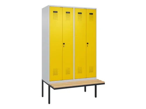 PBM-locker met bank,HxBxD 2120x1200x815mm,4vak,vak B 300mm