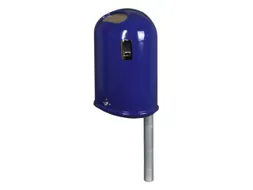 Afvalbak staalplaat met asbak 45 liter ovale opening open kobaltblauw