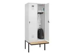 locker met bank,HxBxD 2120x800x815mm,2vak,vak B 400mm,draaigrendel
