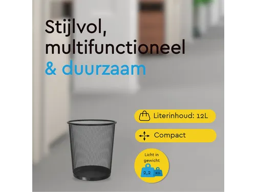 BRASQ Papierbak 12 liter Zwart Rond Set van 2 WBBRO2