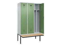 locker met bank,voor scheiding van kleding,HxBxD 2120x1200x815mm,3vak