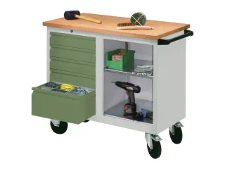 Werkplaatswagen 5 Laden 400kg Staalplaat Ral7035 Front Ral6011 - 2