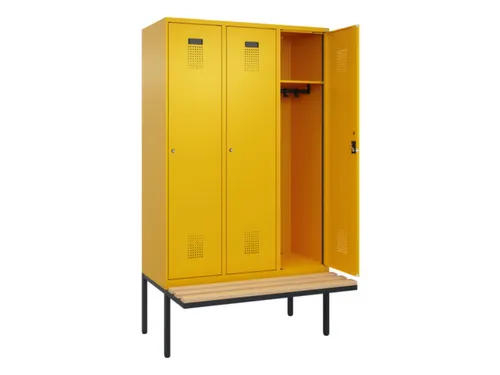 locker met bank,HxBxD 2120x1200x815mm,3vak,vak B 400mm,cilinderslot