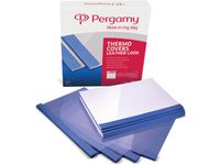 thermische omslagen ft A4, 3mm, pak van 100 stuks, lederlook blauw