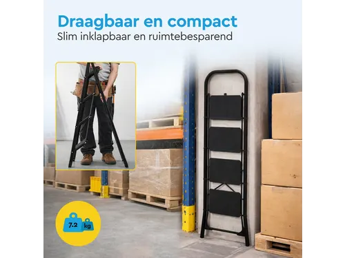 Huishoudtrap BRASQ 4 treden SLM400 zwart