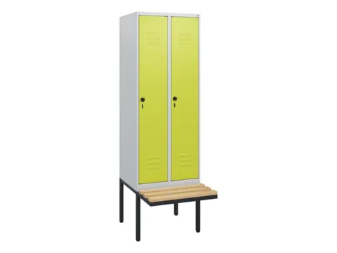 locker met bank,HxBxD 1950x600x815mm,2vak,vak B 300mm,draaigrendel