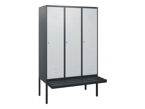 locker met bank,HxBxD 1950x1200x815mm,3vak,vak B 400mm,cil.-slot