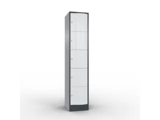 lockerkast 1950x396x540mm 1x5 vakken RAL7021 front RAL7035 sokkel - 1