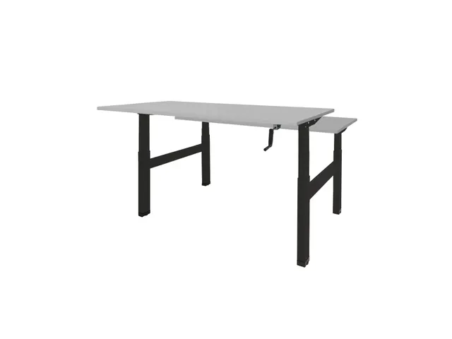 Dextro Slinger Duo zit/sta Bureau 160cm frame Zwart blad Lichtgrijs