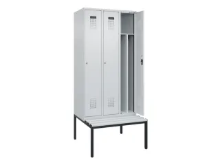 locker met bank,voor scheiding van kleding,HxBxD 2120x900x815mm,3vak - 1