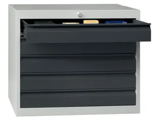 ladekast 600x500x600mm 5laden cilinderslot RAL7035 front RAL7016 - 1