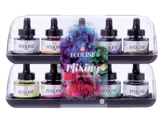 Inkt Talens Ecoline met pipet additional set à 10 assorti kleuren - 1