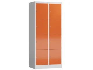 Lockerkast 1800x800x500mm 2x4 vakken cilinderslot, sokkel, RAL3000 - 1