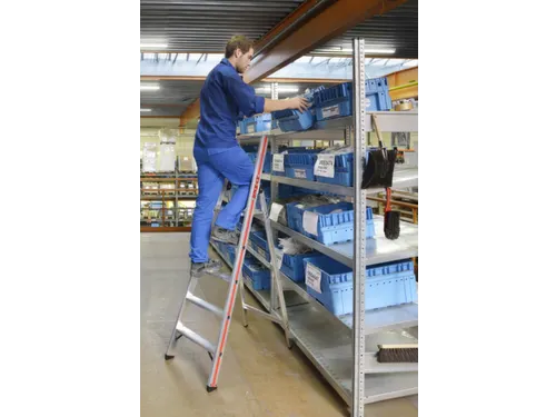 trapladder,eenzijdig,5treden,stand H 1,16m,balk L 1,95m,aluminium