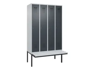 locker met bank,voor scheiding van kleding,HxBxD 2120x1200x815mm,4vak - 2