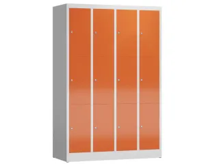 Lockerkast 1800x1185x500mm 4x3 vakken cilinderslot, sokkel, RAL3000 - 1