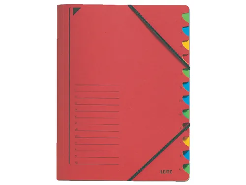 Sorteermap Leitz 3912 A4 12 vaks karton rood