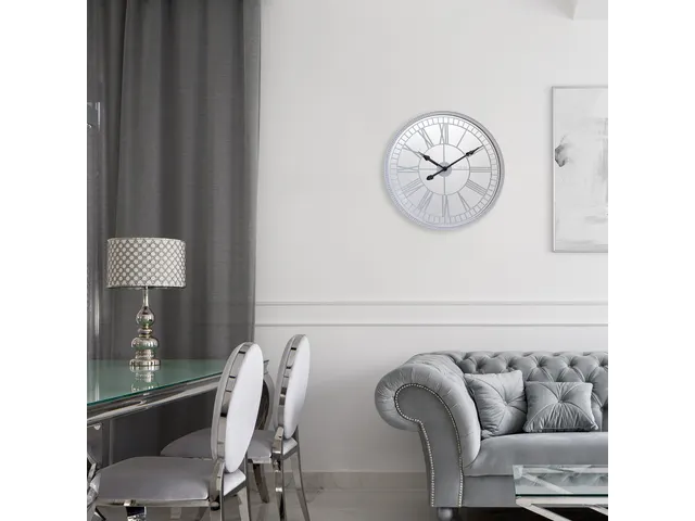 Spiegelklok - 56cm - Stille wandklok - Landelijk - Wit - NeXtime - "Cl