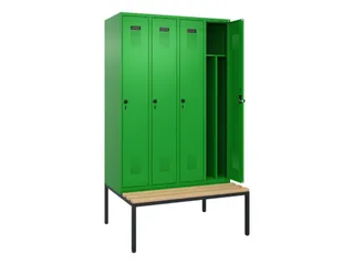 locker met bank,voor scheiding van kleding,HxBxD 2120x1200x815mm,4vak - 1