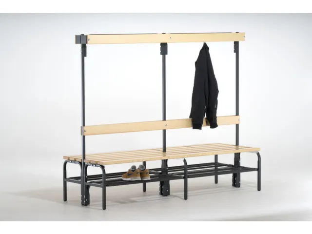 banc double,HxLxP 1670x2000x725mm,barrettes en bois,RAL7016