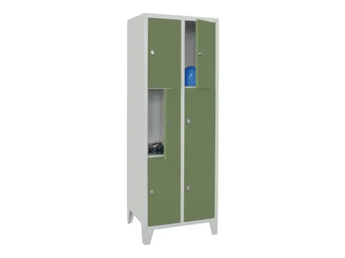 lockerkast,HxBxD 1850x600x500mm,2x3vakken,RAL7035,front RAL6011