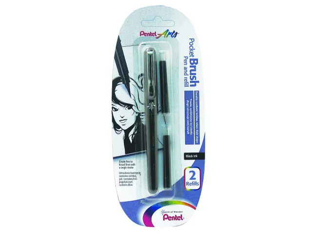 Pocketbrush Pentel XGFKP/FP10 zwart incl. 2 patronen