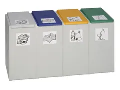 Afvalverzamelaar 4-voudig module HxBxD 570x1010x405mm 40 liter grijs