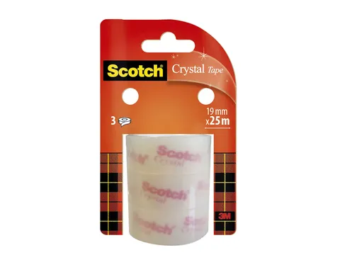 Plakband Scotch Crystal 19mmx25m transparant helder 3 rollen