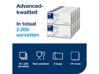 Servetten Tork 477149 2-laags 33x33cm wit 1/4 vouw 200st. - 9