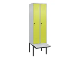 locker met bank,HxBxD 2120x600x815mm,2vak,vak B 300mm,draaigrendel