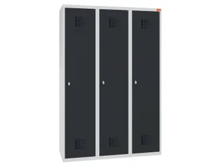 lockerkast,HxBxD 1800x1200x500mm,3vak,draaigrendel,sokkel,romp RAL7035 - 1