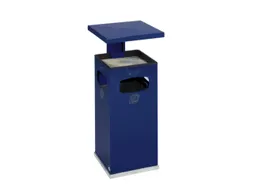 Combi-Asbak Staalplaat Blauw 950x500x500mm 3 Inworpopeningen