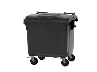 Container 1100 Liter Vlak Deksel Grijs - 1