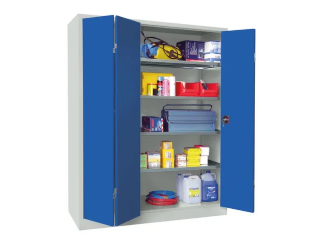 Vouwdeurkast 1950x1500x600mm 4legborden Verzinkt Ral7035 Front Ral5010