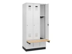 locker met bank,HxBxD 1950x900x815mm,3vak,vak B 300mm,cilinderslot