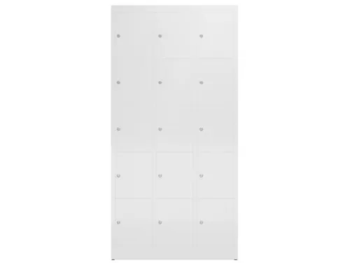 Lockerkast 1800x870x500mm 3x5 vakken cilinderslot, sokkel, RAL9003