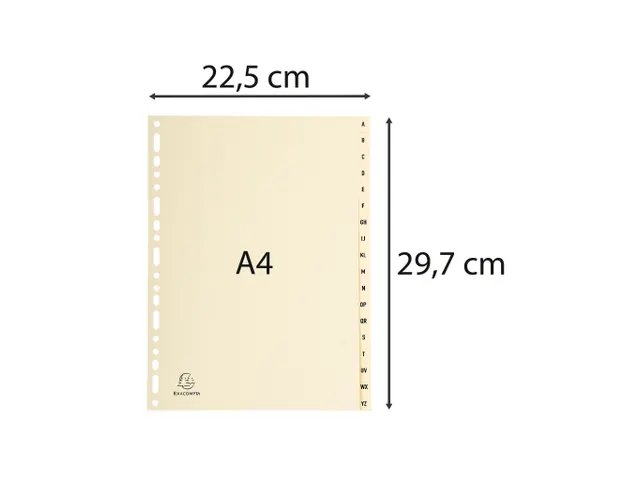 Tabbladen karton 155 g 18 tabs A-Z ivoor
