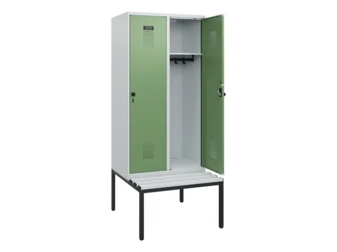 locker met bank,HxBxD 1950x800x815mm,2vak,vak B 400mm,draaigrendel