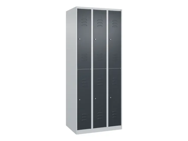 dubbeldekse locker,HxBxD 1850x750x500mm,3x2vak.,vak B 250mm,cil.-slot
