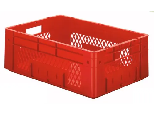 Euronorm Stapelkrat 210x600x400mm 38l Opengewerkt/Bodem Gesl. Rood