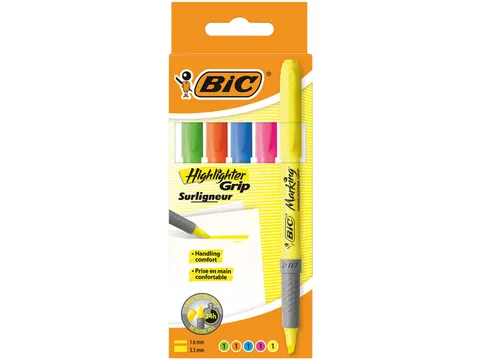 Markeerstift Bic Highlighter Grip Assorti 5 stuks