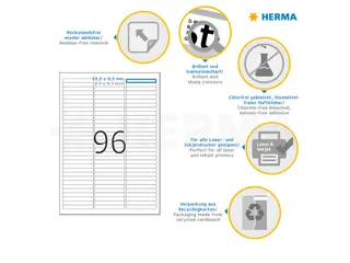 HERMA 4202 Verwijderbare etiketten A4 63,5x8,5mm Wit 2400 stuks - 3