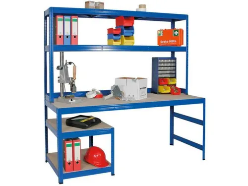 montagetafel,HxBxD 750-1050x1800x600mm,blad hout