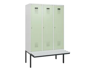 locker met bank,HxBxD 1950x1200x815mm,3vak,vak B 400mm,cilinderslot - 2