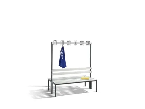 Omkleedbank L 1500Mm Pvc-Zitlatten Dubbelzijdige Hakenlijst Ral7021