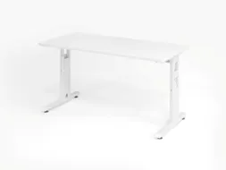 bureau,HxBxD 650-850x1400x670mm,blad wit,C-voet wit