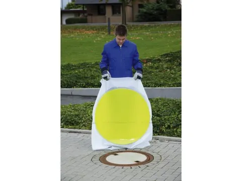 putafdekking,olie-/chemicaliënbestendig,HxØ 13x450mm,PU,geel