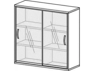 kantoor-schuifdeurkast 1150x1200x430mm houten vloer 3OH glazen deur - 1