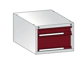 laden-onderbouw,v. werkbank,H 350mm,romp staal RAL7035,front RAL3003 - 1