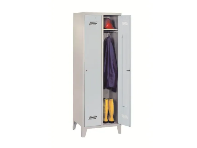 locker,RAL 7035,HxBxD 1850x600x500mm,2vak,vak B 300mm,cil.-slot,voeten